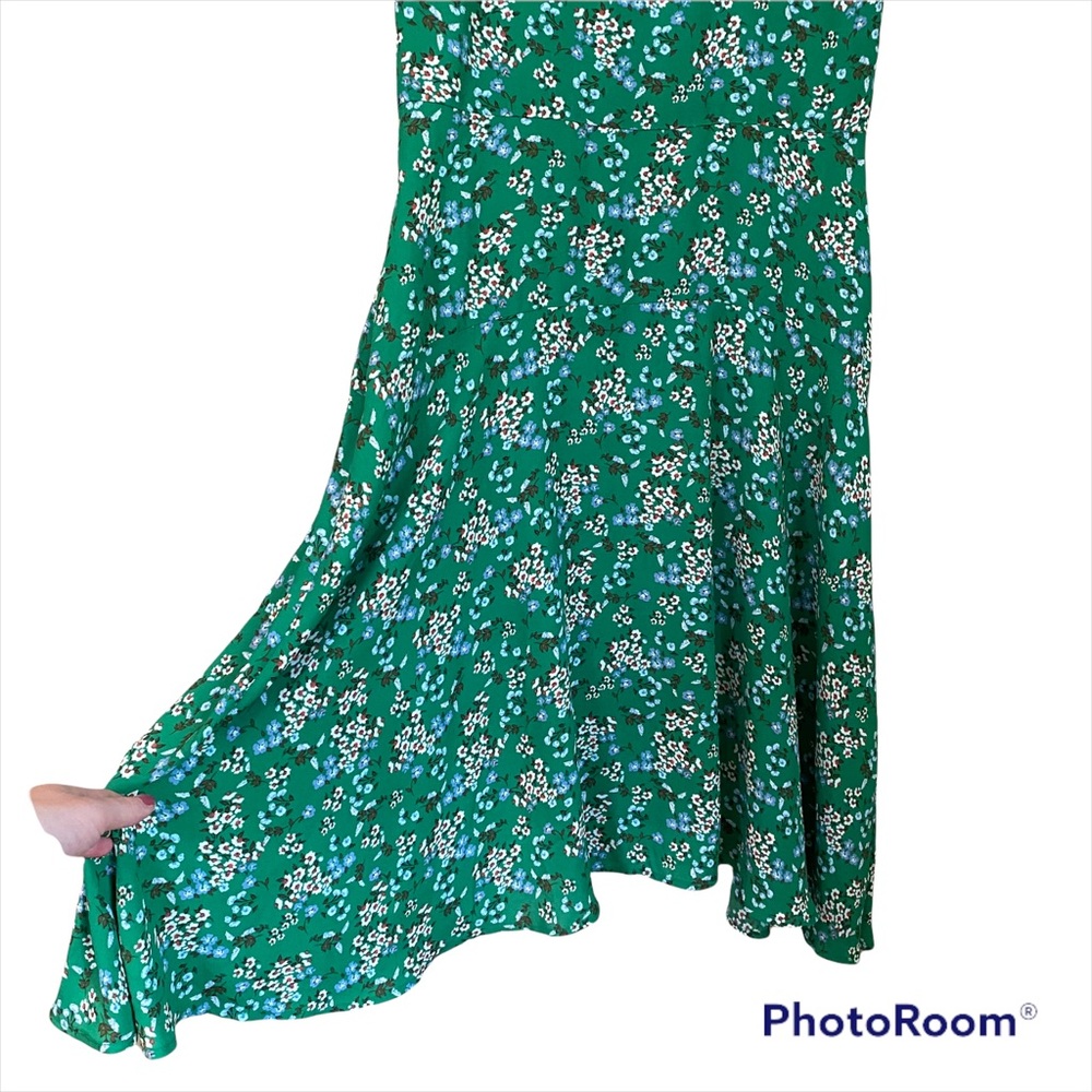 🌟HP!🌟 LOFT Green Buttercup Puff Sleeve Dress Sz 6P - Picture 5 of 10